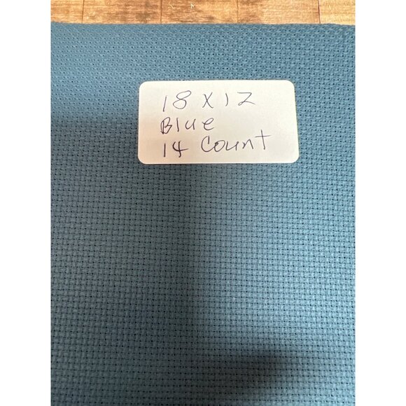 18" X 17" Blue 14 Count Aida Cross Stitch Fabric - Picture 2 of 2